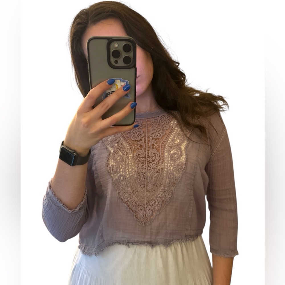 Free People Lace Detail Top